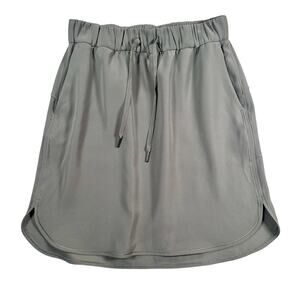 Lululemon On The Fly Skirt Woven Women's 8 Grey Sage  Drawstring Pockets Travel